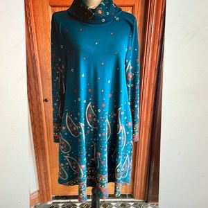NWT green print dress with turtle neck